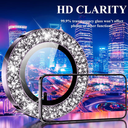 YWXTW Designed for iPhone 14 Pro/iPhone 14 Pro Max Camera Lens Protector Bling, [New Glitter Design] Individual Metal Tempered Glass Camera Cover Accessories Case Friendly, 1 Set (Purple Glitter)