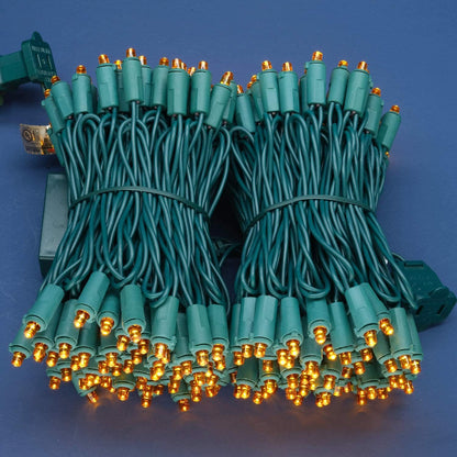 200 Count Orange Wide Angle LED Christmas Lights, 66 ft Green Wire UL Certified Commercial Grade 5mm Holiday String Light Set (Orange)