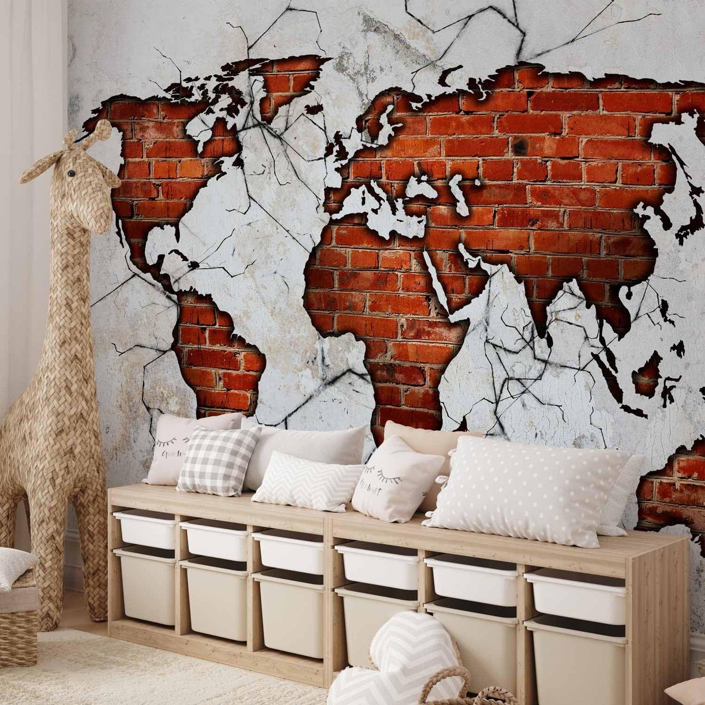 artgeist Wall Mural World Map 77x55 in - XXL Peel and Stick Self-Adhesive Wallpaper Removable Large Sticker Foil Wall Decor Print Picture Image Design Map of The World k-A-0495-a-a
