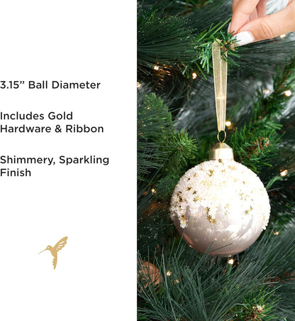 Papyrus 12 Piece Soft Snow Glass Ornament Set, 3.15" Dia, 4 Styles Equally Assorted
