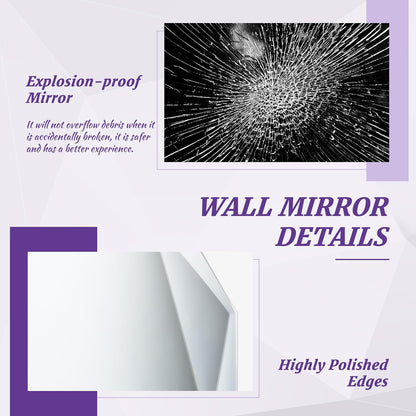 Bathroom Mirror for Wall, 26" x 38" Arched Mirror, Bathroom Vanity Mirror, Beveled Edge Frameless Wall Mount Vanity Mirrors, Wall Mirrors Decorative, Irregular Beveled Edge Mirror