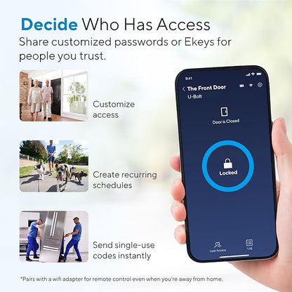 ULTRALOQ U-Bolt Smart Lock, 5-in-1 Keyless Entry Door Lock with App Control, Keypad Deadbolt, Auto Unlock, Auto Lock, Smart Door Lock, Smart Locks for Front Door, ANSI Grade 1, Black