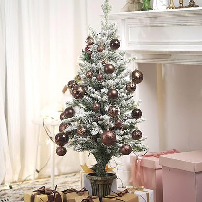 Senjie Brown Shatterproof Christmas Ornaments, 32 Pcs Spherical Balls for Xmas Trees