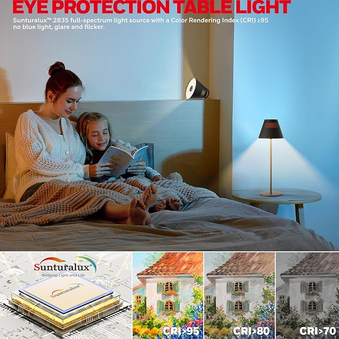 Honeywell Cordless Table Lamp Rechargeable, M1 Sunturalux Portable LED Desk Lamp 5200mAh Battery Operated 4Color 9RGB Dimmable Touch Control Night Light for Restaurant Living Bedroom Bedside Lamps