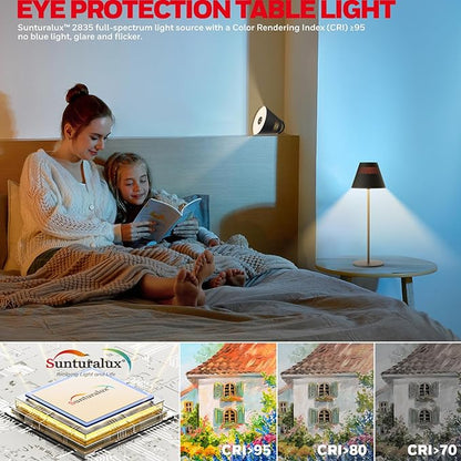 Honeywell Cordless Table Lamp Rechargeable, M1 Sunturalux Portable LED Desk Lamp 5200mAh Battery Operated 4Color 9RGB Dimmable Touch Control Night Light for Restaurant Living Bedroom Bedside Lamps