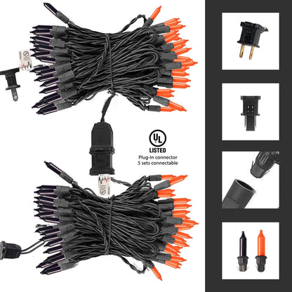Dazzle Bright Purper and Orange Halloween Lights, 40FT 200 Count Mini String Lights, Waterproof Halloween Decorations for Outdoor Indoor Patio Home Party Garden Yard Decor