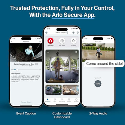 Arlo Pro Security Camera 2K HDR (6th Gen, 2025 Release) - Wireless Outdoor Camera, Rechargeable Removeable Battery, Event Captions, Emergency Response, 1-Month Trial of Secure Plan, 2 Cam, White