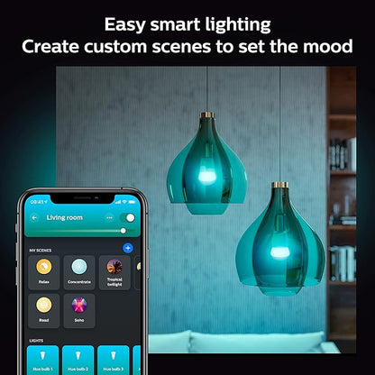 Philips Hue Color 75W A19 Smart LED Bulb 2PK + Hue Bridge - White and Color Ambiance