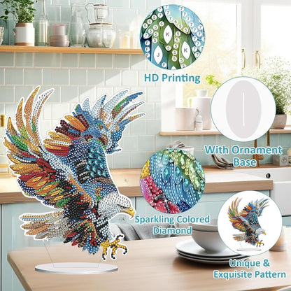 Diamond Painting Kits for Adults Beginners, 5D Full Drill Eagle Crystal Art Desktop Ornament, DIY Single Sided Home Office Desk Decor, Creative Craft Gift Set with Tools