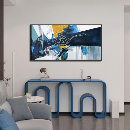 KLAKLA Large Abstract Canvas Wall Art for Living Room - Blue and white Framed Wall Decor Living Room Picture Artwork for Office Bedroom Decorative Paintings