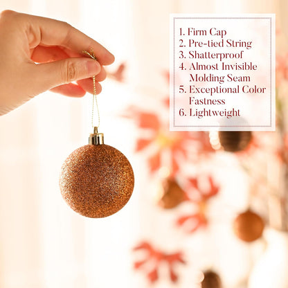 Valery Madelyn Christmas Ornaments Tree Decorations Set for Fall Halloween, 24ct Bronze Copper Brown Gold Shatterproof Ball Ornaments, 2.36" Hanging Ornament Bulk for Xmas Holiday Party Decor