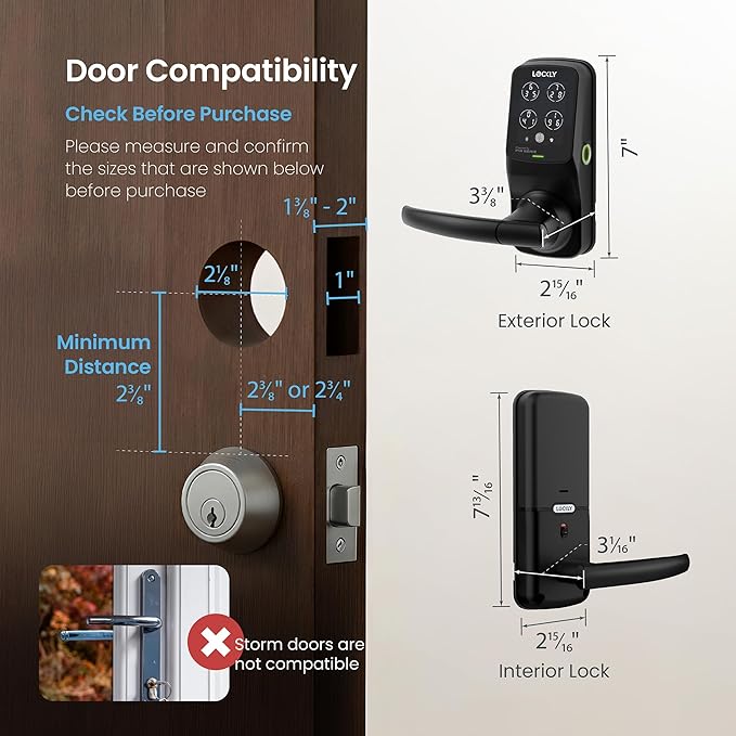 Lockly Secure Pro Smart Lock Wi-Fi, Keyless Entry Digital Keypad Door Lock, 3D Biometric Fingerprint Sensor Front Door Lock with Handle, Voice Control & Auto Lock - Latch Edition