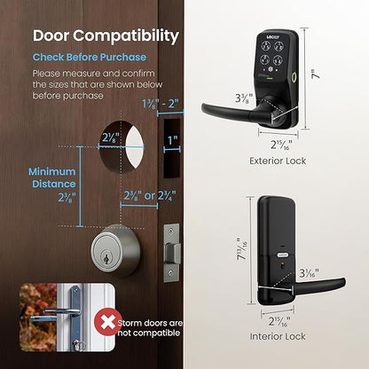 Lockly Secure Pro Smart Lock Wi-Fi, Keyless Entry Digital Keypad Door Lock, 3D Biometric Fingerprint Sensor Front Door Lock with Handle, Voice Control & Auto Lock - Latch Edition