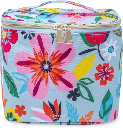 kate spade new york, Insulated Lunch Tote, Small Lunch Cooler, Cute Lunch Bag for Women, Striped Thermal Bag with Double Zipper Close and Carrying Handle (Safari Floral)