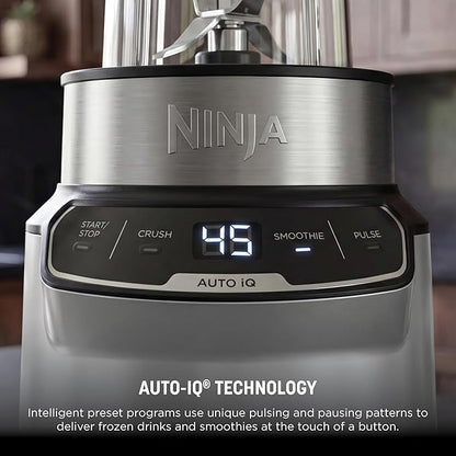 Ninja | Blender | Nutri Pro | Single Serve | For Smoothies, Salsa, Shakes and Frozen Drinks | Includes 2 Smoothie Cups & Lids | Crushes Ice, Fruit & Veggies |Silver | BN401