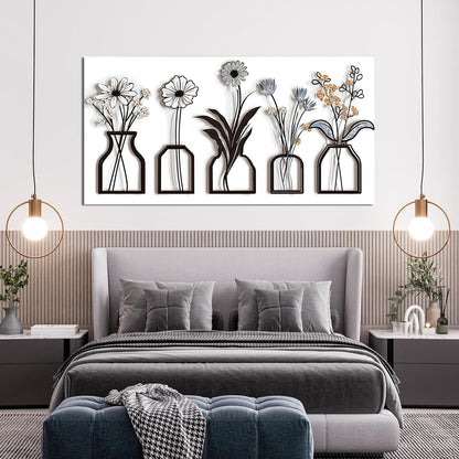 AIXMGSJS Canvas Wall Art Decor Abstract Modern Black and White Wall Art Decoratiions Art Work for Wall Decor Abstract White Flower Wall Art Prints Pictures for Living Room Home Office Decor 20" X 40"