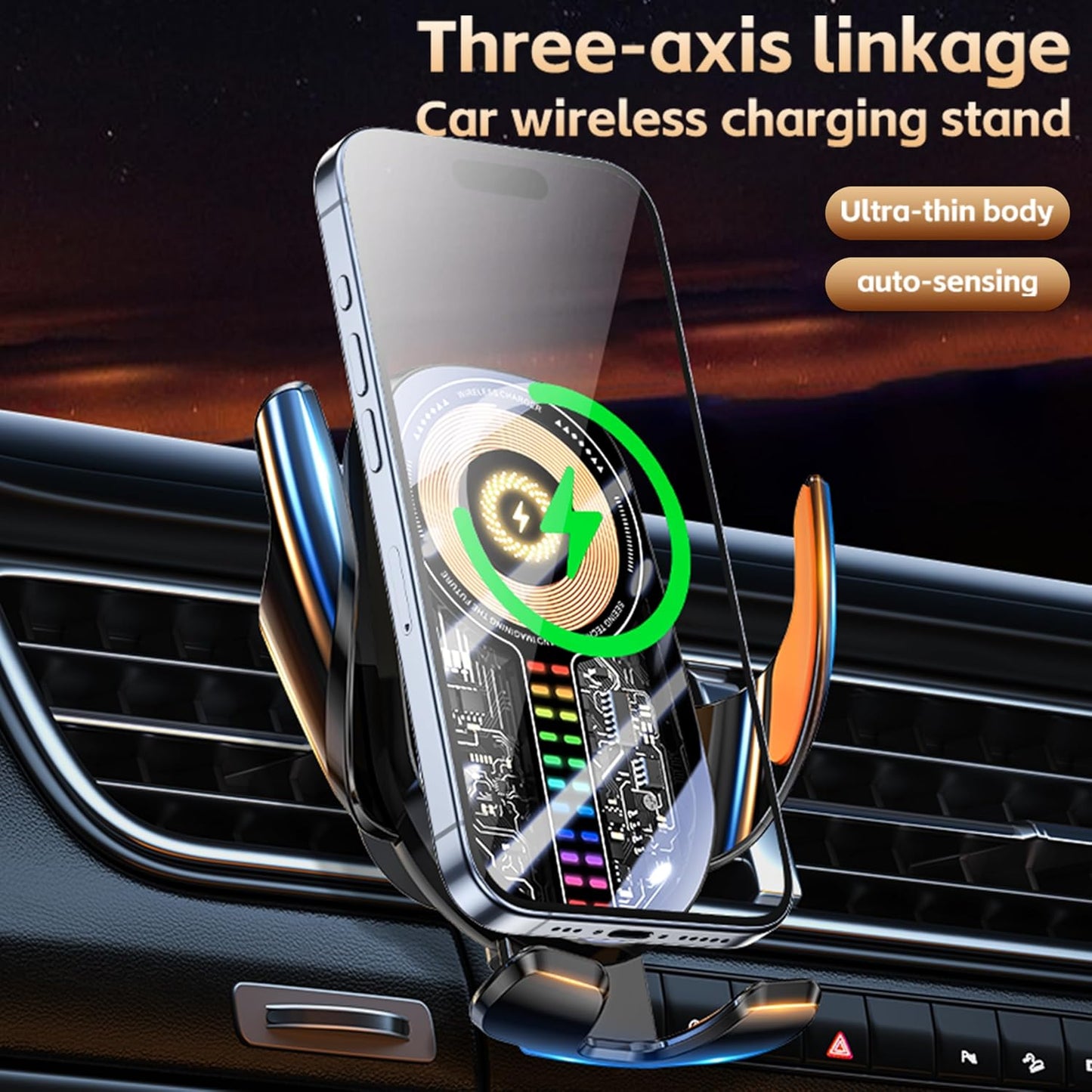 Car Phone Holder Wireless Car Charger, 15W Fast Charging Auto Sensing Clamping Phone Holders for Your Car Vent 360 Adjustable Car Mount for iPhone 16 15 14 13 12 Pro Max, Samsung Glaxy Series