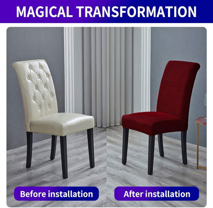 Howhic Stretch Chair Covers for Dining Room Set of 8, Removable Washable Dining Room Chair Covers, Dining Chair Slipcovers Seat Protector, Great Decor for Home and Banquet (Red Dahlia, 8 Pack)