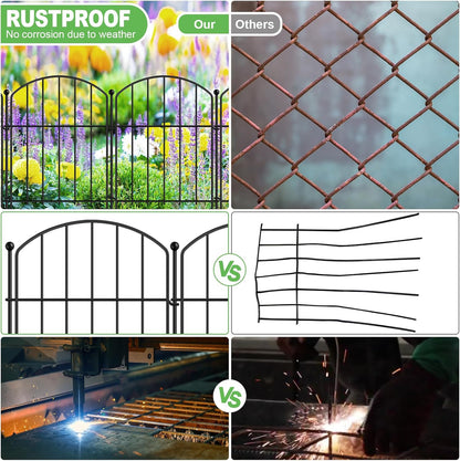 Decorative Garden Fence, 17in x 25ft, Metal Animal Barrier, 25 Pack, Arched Flower Bed Border, Rustproof Dog and Rabbit Defense and Dog Ground Defense No-Dig Fence for Patio Patio Outdoor