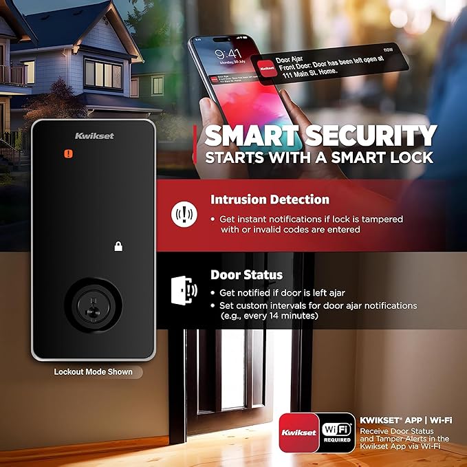 Kwikset Halo Select Smart Lock Keyless Entry Door Lock Wi-Fi and Matter Enabled Deadbolt No Hub Needed, Geofence Auto-Unlock, Grade AAA Certified, Easy Install, Satin Nickel Lifetime Finish Warranty