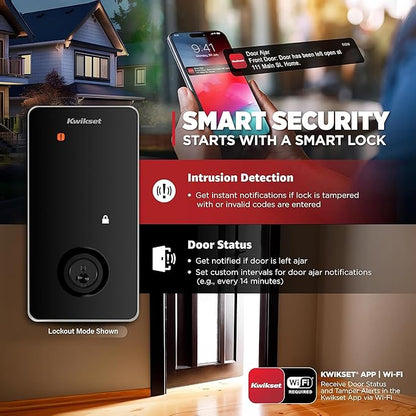 Kwikset Halo Select Smart Lock Keyless Entry Door Lock Wi-Fi and Matter Enabled Deadbolt No Hub Needed, Geofence Auto-Unlock, Grade AAA Certified, Easy Install, Satin Nickel Lifetime Finish Warranty