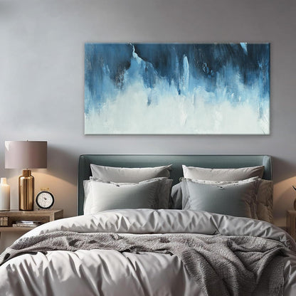 Canvas Wall Art Decor White Blue Wall Art Decor Abstract Art Decoration Pictures For Living Room Art Work Modern Abstract Wall Art Paiintings Prints for Home Bedroom Office Room Wall Decor 24" x 48"