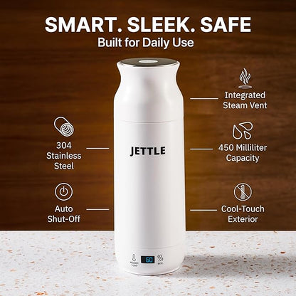 Electric Kettle - Travel Portable Heater for Coffee Tea Milk Soup - Stainless Steel Travel Water Boiler tea pot with Temperature Control - LED - Automatic Power Off - 450ml - Kitchen Appliance