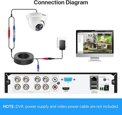ZOSI 4 Pack 2MP 1080p HD-TVI Home Security Camera Outdoor Indoor 1920TVL, 24PCS LEDs, 80ft Night Vision, 90°View Angle, Weatherproof Surveillance CCTV Dome Camera