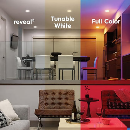 GE Cync Reveal HD+ Smart LED Recessed Downlight Fixture, Color Changing LED Light, Works with Alexa and Google Home, Matter Compatible, Ceiling Light Fixture, 6 Inch (3 Pack)