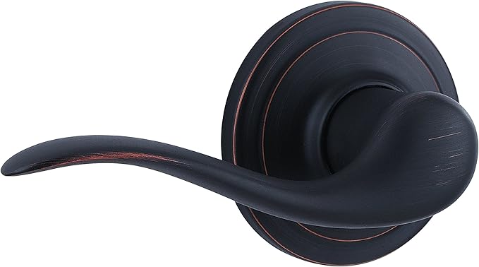 Kwikset Tustin Dummy Door Handle, Single Sided Lever for Closets, French Double Doors, and Pantry, Venetian Bronze Non-Turning Left Handed Interior Push/Pull Lever, with Microban Protection