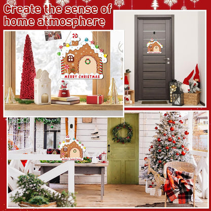 Paintable Christmas Ornaments 3 Sets, Wooden Ornaments to Paint, Unfinished Christmas Tree Wreaths Wood Crafts for Painting, Wood Cutouts DIY Xmas Ornament for Front Door Decor (House