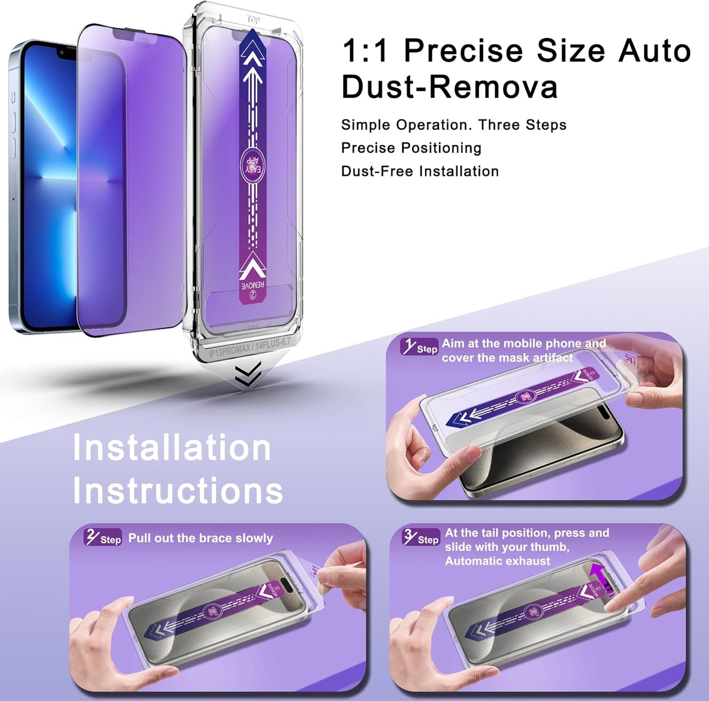 2 Pack Anti Blue Light Matte Screen Protector for iPhone 13 Pro Max and iPhon 14 Plus 6.7-Inch Auto Dust Removal, No Bubbles, Tempered Glass Film, Easy Installation