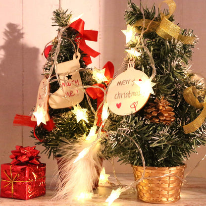 Blulu 100 Pieces Christmas Wooden Ornaments Star Round Wood Slices Wood Snowflake Angel Shape Christmas Tree Hanging Embellishments with 100 Pieces Cords (Style 1)