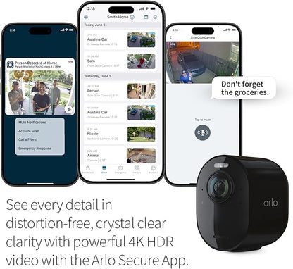 Arlo Ultra 2 Spotlight Camera 4K HDR (Camera only, SmartHub Sold Separately & is Required to Operate | Wireless Home Security Camera | Color Night Vision, Motion Sensor, 180º View, 2-Way Audio, Black
