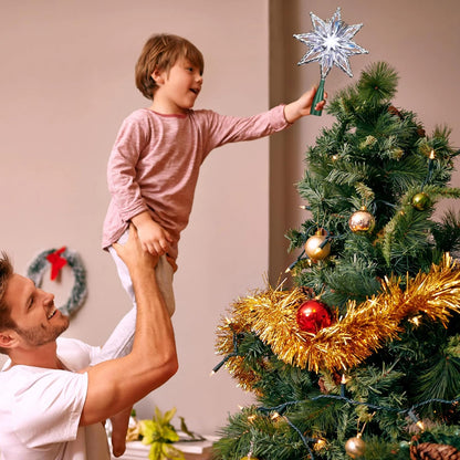 ODEETRONIC Christmas Tree Topper Star, 8in 120V UL Certified Double Sided 8-Point Star Christmas Treetop Lights, Indoor Lighted Christmas Tree Decorations for Xmas Home Party Wedding Decor, Cool White