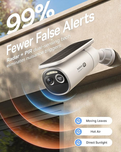 Baseus S2 4K Solar Security Cameras Wireless Outdoor - Radar+PIR Detection, AI Face Recognition, Auto Sunlight-Tracking, Color Night Vision, IP67, No Monthly Fee, Local Storage, Featured at CES 2025