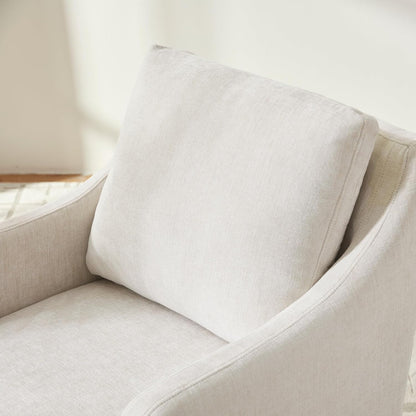 VKNOW Upholstered Dining Chairs, Modern Kitchen Chairs Dinner Chairs with 4 Casters, Linen Armchair for Bedroom Reading Room Living Room, Beige