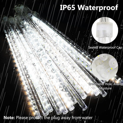 PEMOTech Meteor Shower Lights Outdoor, 38.5ft 15 Tubes 11.8" 540 LED Christmas Lights Outdoor, Snow Falling Icicle Light for Xmas Tree Halloween Decoration Wedding Party Window, Cool White