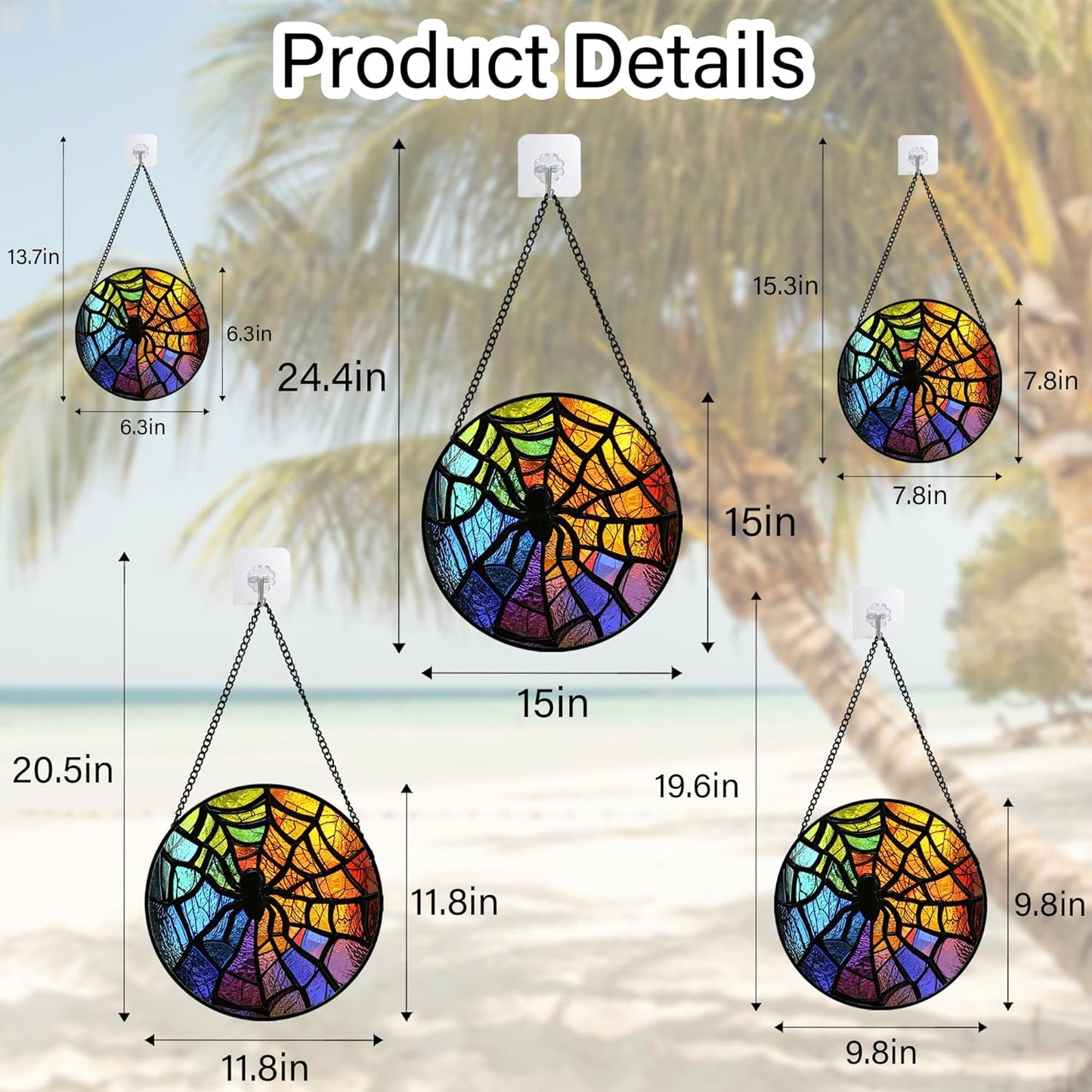 Stained Glass Suncatcher, Colorful Spider Sun Catcher Black Insect Stain Glass Window Hanging Decoration Mother's Day Birthday Gifts for Women Men Mom Nana 15 in