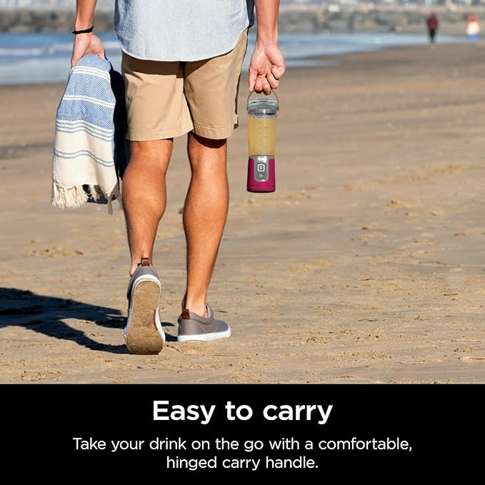 Ninja Blast 16 oz. Personal Portable Blender with Leak Proof Lid and Easy Sip Spout, Perfect for Smoothies, Cordless, USB-C Rechargeable, Dishwasher Safe Parts (Renewed) (Cranberry Red)