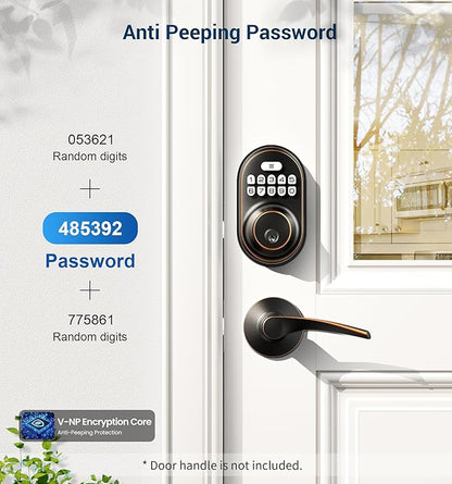 Veise Keyless Entry Door Lock, Electronic Keypad Deadbolt, Keyed Entry, Auto Lock, Anti-Peeking Password, Back Lit & Easy Installation Design, Oil Rubbed Bronze