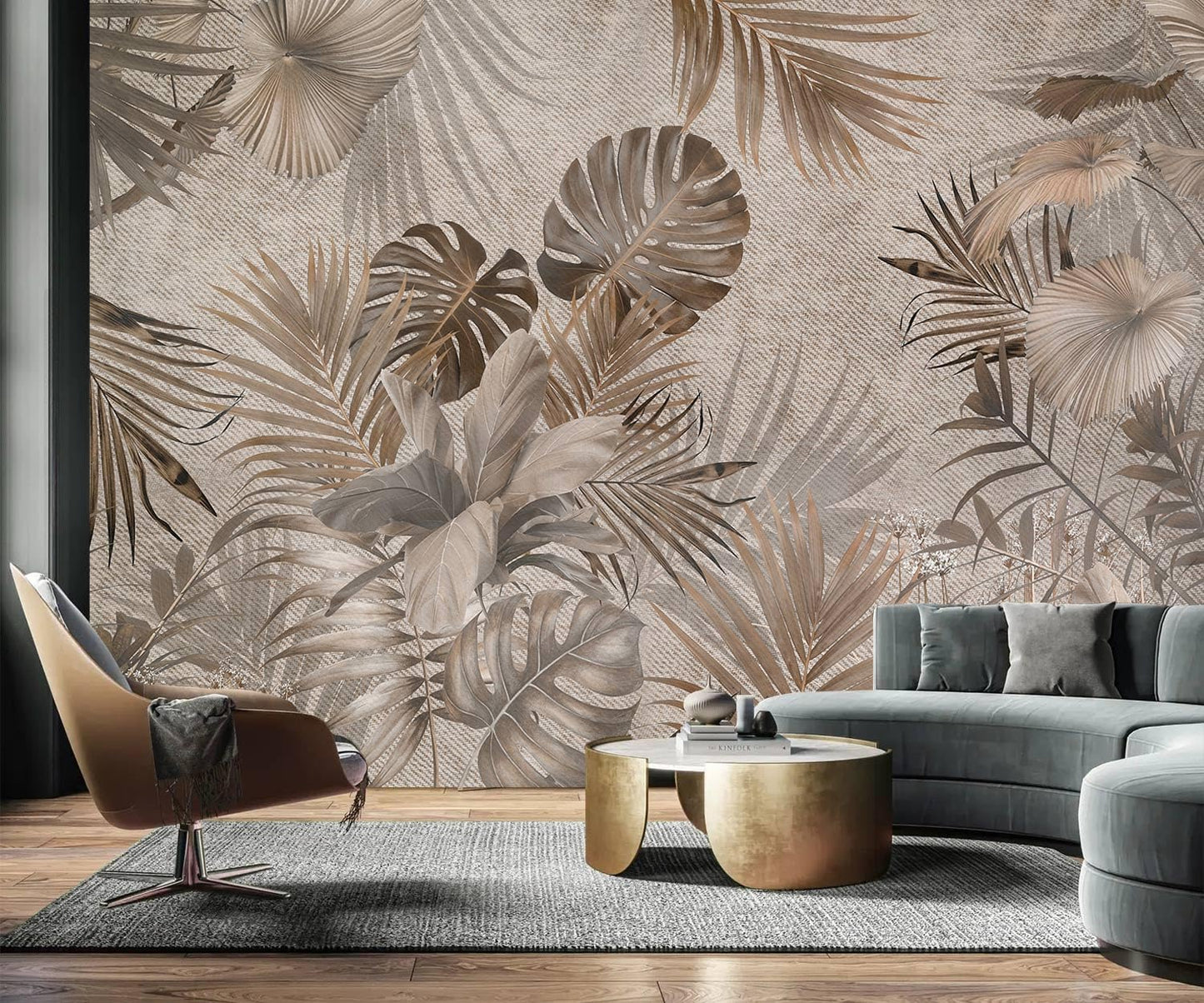 AFZEVEB-Jungle Wallpaper Vintage Tropical Plants Wall murals for Bedroom 136"x96" (Not Peel and Stick)