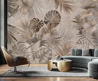 AFZEVEB-Jungle Wallpaper Vintage Tropical Plants Wall murals for Bedroom 136"x96" (Not Peel and Stick)