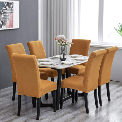 Howhic Stretch Chair Covers for Dining Room Set of 6, Removable Washable Dining Room Chair Covers, Dining Chair Slipcovers Seat Protector, Great Home Decor and Banquet Upholstery (Gold, 6 Pack)
