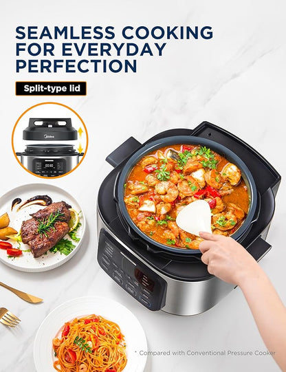 Midea WideMax 12-in-1 Electric Pressure Cooker, 6.5 Quart, 12 Presets, Multi-Functional Programmable Slow Cooker, Rice Cooker, Steamer, Sauté Pan, Cake, Yogurt, Warmer and More