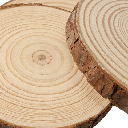 JOIKIT 8 PCS 6-7 Inches Natural Wood Slices, 3/4 Inch Thick Unfinished Wooden Circles with Bark, Round Log Discs Wood Rounds for Crafts, DIY Painting, Christmas Ornaments, Wedding Decorations