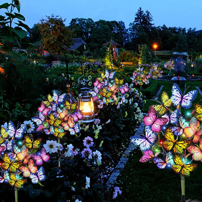 Solar Garden Lights Outdoor Waterproof Decorative Solar Lights Outdoor 2 Pack with 44 LED 34 Butterfly Flower Garden Decor Yard Patio Lawn, Gifts for Mother's Day Mom Women