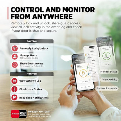 Kwikset Halo Select Plus Matte Black Touchscreen Apple Home Keys Tap-to-Unlock, Wi-Fi and Matter Enabled Smart Lock Deadbolt with Door Status Sensor and Intrusion Detection