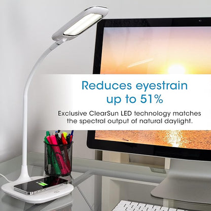 OttLite® Prevention LED Desk Lamp With Wireless Charging, 19-1/2"H, White