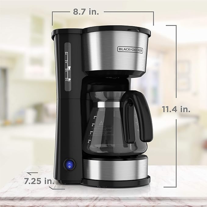 BLACK+DECKER CM0755S 4-in-1 5-Cup Coffee Station Coffeemaker, Stainless Steel